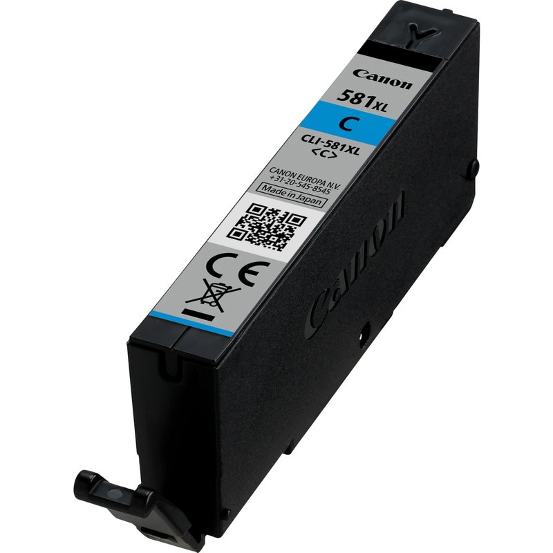 Canon CLI-581XL Cyan Ink Cartridge. Colour ink page yield: 170 pages Colour ink volume: 8.3 ml Printing colours: Cyan