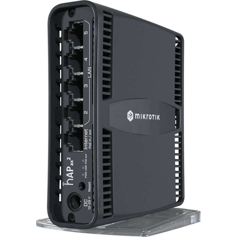 Mikrotik hAP ax2, AX1800, WiFi 6 Router, 2.4GHz/5GHz, 5×G-LAN, 802.11ax, RouterOS L4 (C52iG-5HaxD2HaxD-TC)