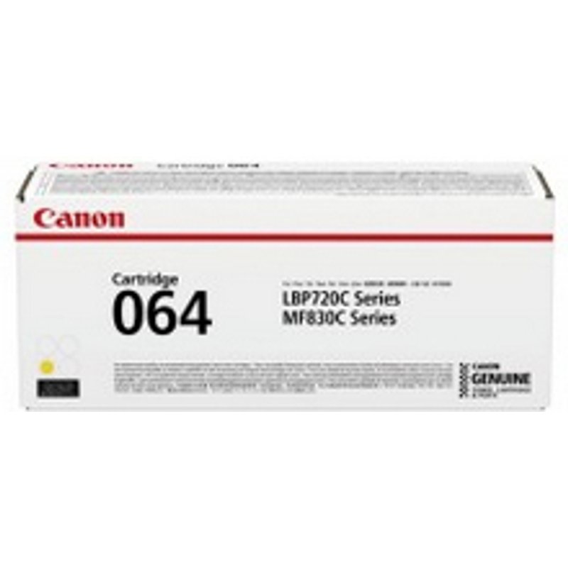 Canon 064. Colour toner page yield: 5000 pages Printing colours: Yellow Quantity per pack: 1 pc(s)