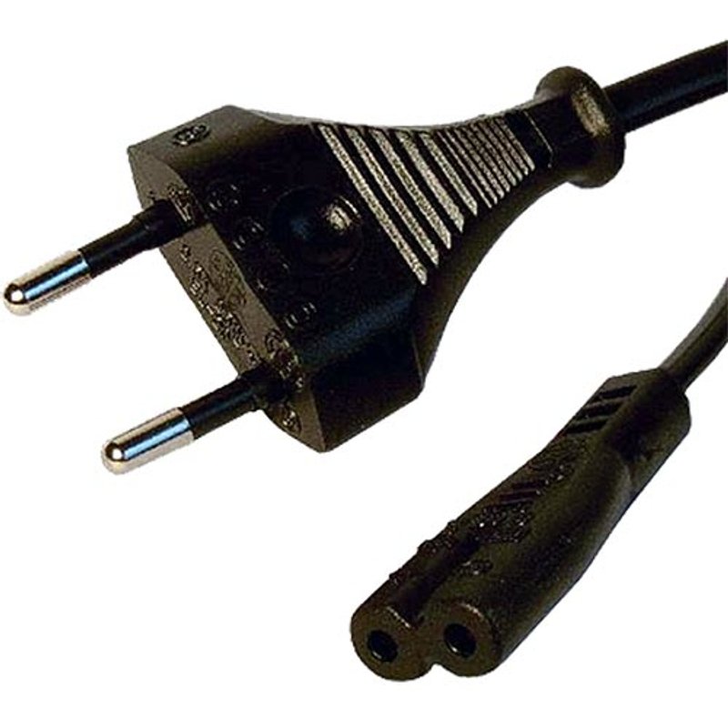 Cablenet 2m Euro 2 Pin Flat - IEC C7 Figure of 8 Black PVC 0.75mm Powe