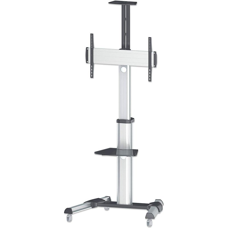 Manhattan Trolley Mount Stand for TV & Monitors, For screens 37" to 65", VESA compatibility: all between 200x200 to 600x400mm - check the dimensions of the four mounting holes on back of screen to ensure it fits, Max 50kg, Silver, LFD, Bracket, Lifetime W