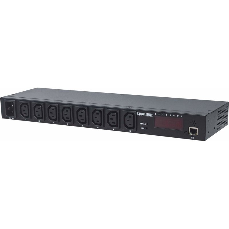 Intellinet 19" Intelligent 8-Port PDU 19" Rackmountable C13 Intelligent Power Distribution Unit; Monitors Power Temperature and Humidity
