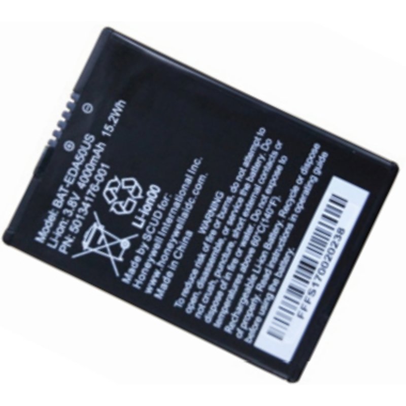 Honeywell BAT-EDA50K-1. Product type: Battery Compatible products: EDA50K Product colour: Black. Battery technology: Lithium-Ion (Li-Ion) Battery capacity: 4000 mAh