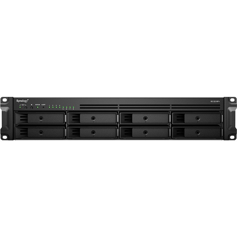 Synology RackStation K/RS1221RP+ +8 x HAT3300 12TB NAS Rack (2U) Ryzen Embedded V1500B 4 GB DDR4 96 TB HDD Aluminium, Black