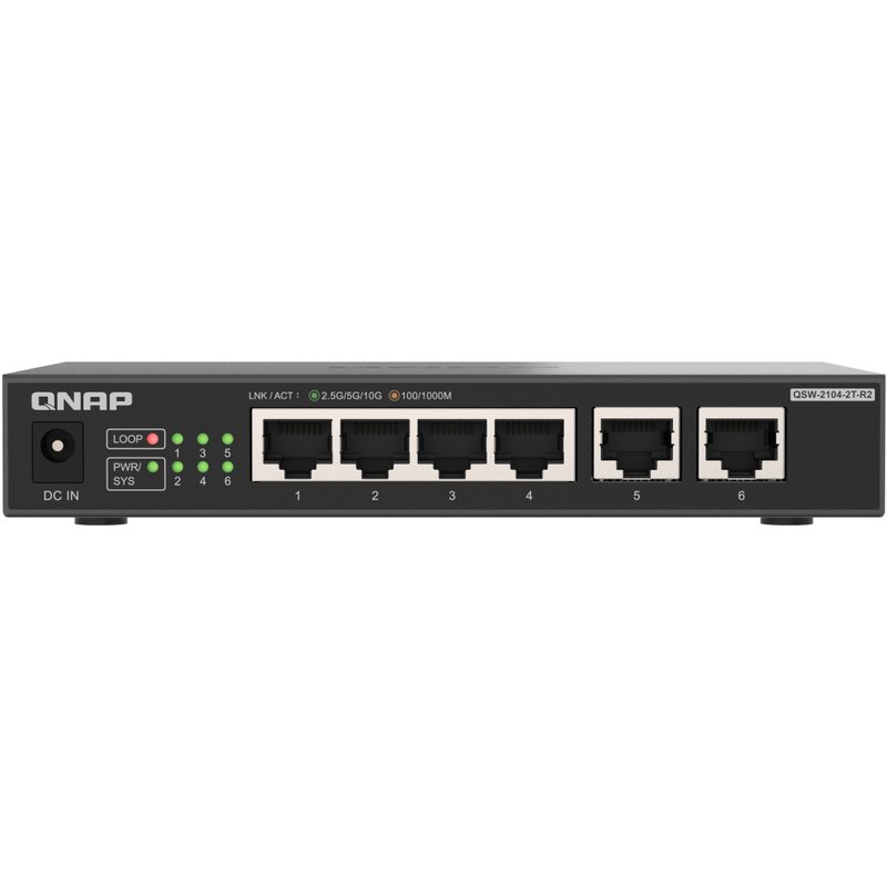 QNAP QSW-2104-2T-R2 desktop switch 6-port splitter network management routing Ethernet 10G home