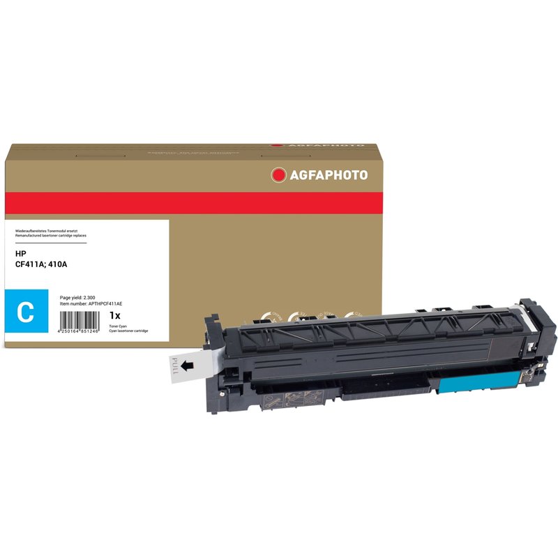 AgfaPhoto Compatible Toner Cartridge. Cyan. Replacement for HP CF411A.