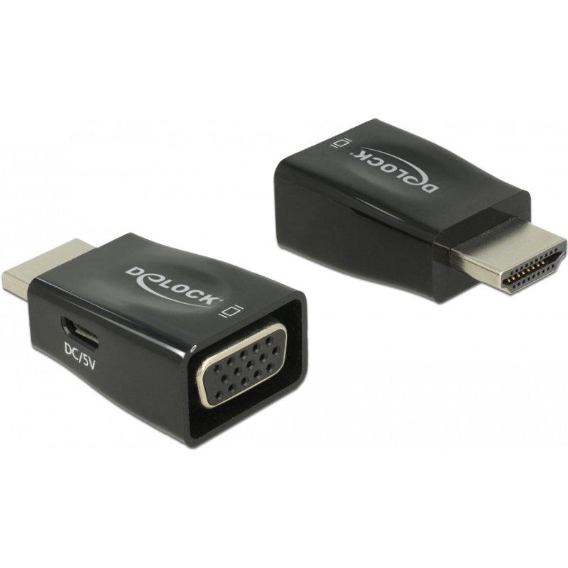 DeLOCK 65902 cable gender changer HDMI A VGA Black