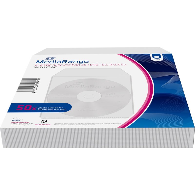 MediaRange BOX64 optical disc case Sleeve case 1 discs Grey