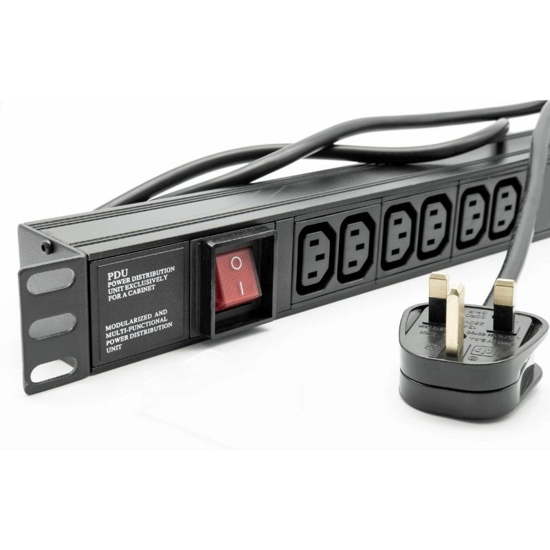 POWERDATA 6 WAY 19 INCH RACK PDU IEC SKTS TO 13A PLUG - HORIZONTAL
