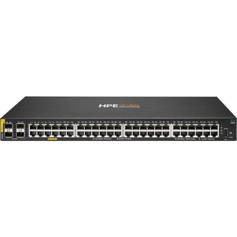 HPE Aruba Networking CX 6000 48p 10M/100M/1G Class4 PoE 4p SFP 1G 370W