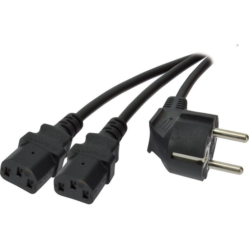 MCL Power Cable Black 2.0m 2 m 2-pin terminal block Power plug type F