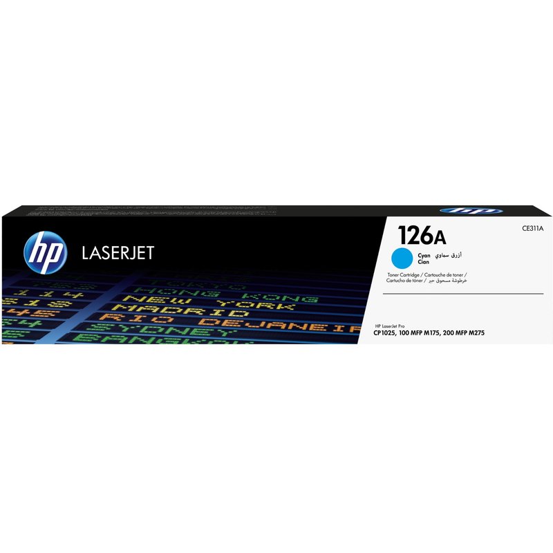 HP 126A Cyan Original LaserJet Toner Cartridge. Colour toner page yield: 1000 pages Printing colours: Cyan Quantity per pack: 1 pc(s)