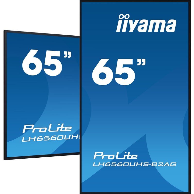 iiyama LH6560UHS-B2AG Signage Display Digital A-board 163.8 cm (64.5") LED Wi-Fi 500 cd/m 4K Ultra HD Black Built-in processor Android 11 24/7