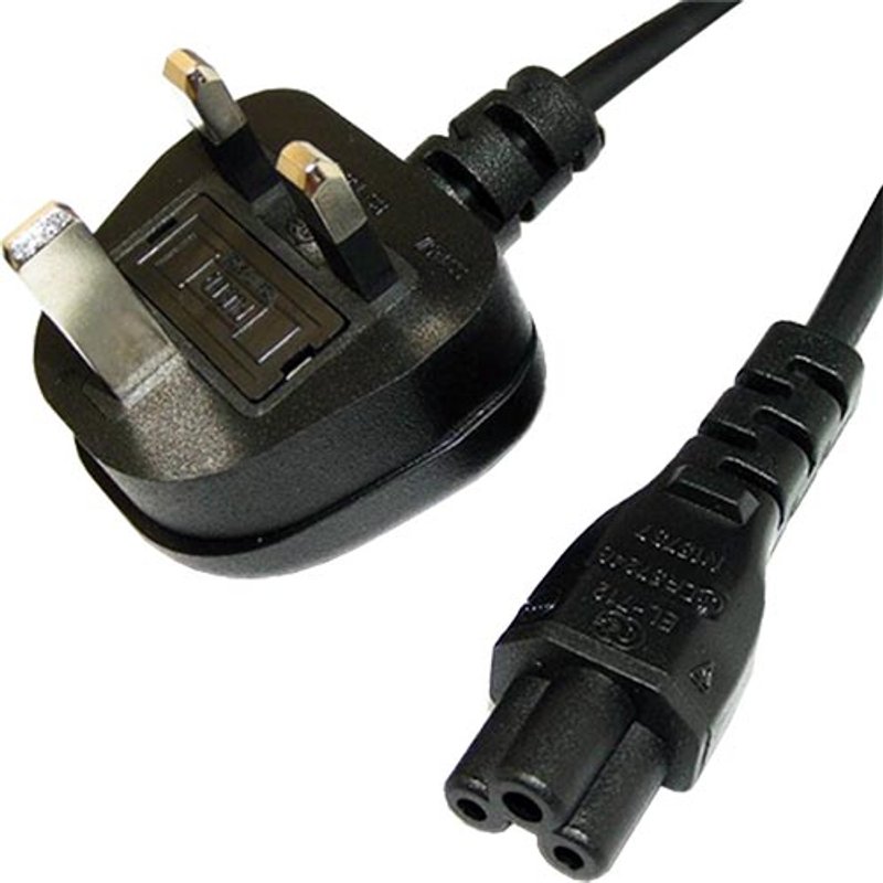 Cablenet 5m UK (5 Amp) - IEC C5 Cloverleaf Black PVC 0.75mm Power Leads
