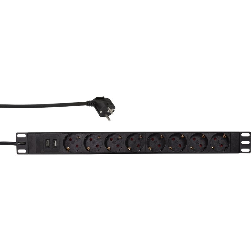 LogiLink PDU8C02 power distribution unit (PDU) 8 AC outlet(s) 1U Black
