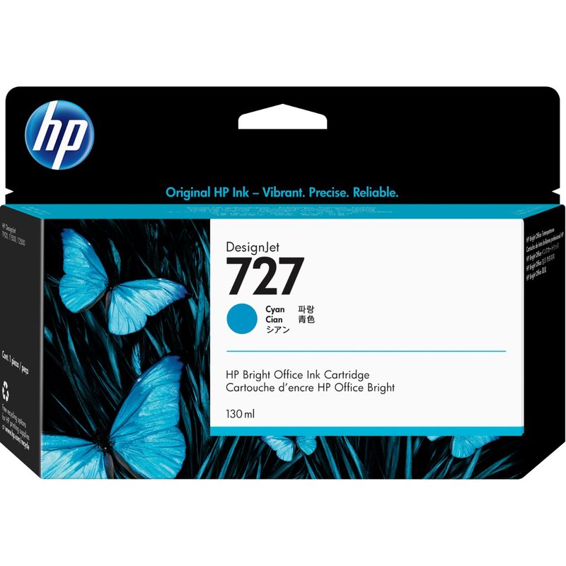 HP 727 130-ml Cyan DesignJet Ink Cartridge HP DesignJet T920 Printer series HP DesignJet T1500 Printer series HP DesignJet T930 Printer... Thermal inkjet Cyan B3P19A Singapore 202 mm