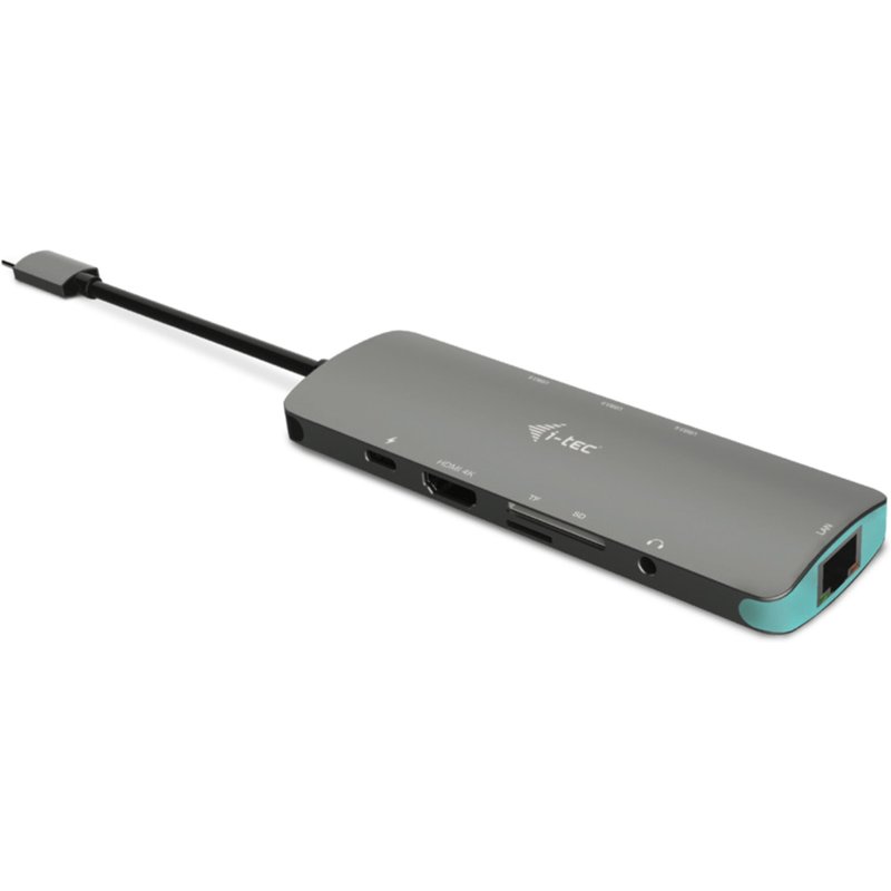 i-tec Metal USB-C Nano Docking Station 4K HDMI LAN + Power Delivery 100 W Wired USB 3.2 Gen 1 (3.1 Gen 1) Type-C 100 W 101001000 Mbit/s Silver Turquoise MicroSD (TransFlash) SD