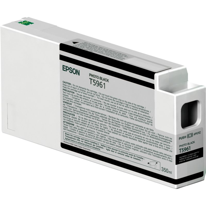Epson Singlepack Photo Black T596100 UltraChrome HDR 350 ml. Colour ink type: Dye-based ink Black ink volume: 350 ml Supply type: Single pack Printing colours: Black Quantity per pack: 1 pc(s)