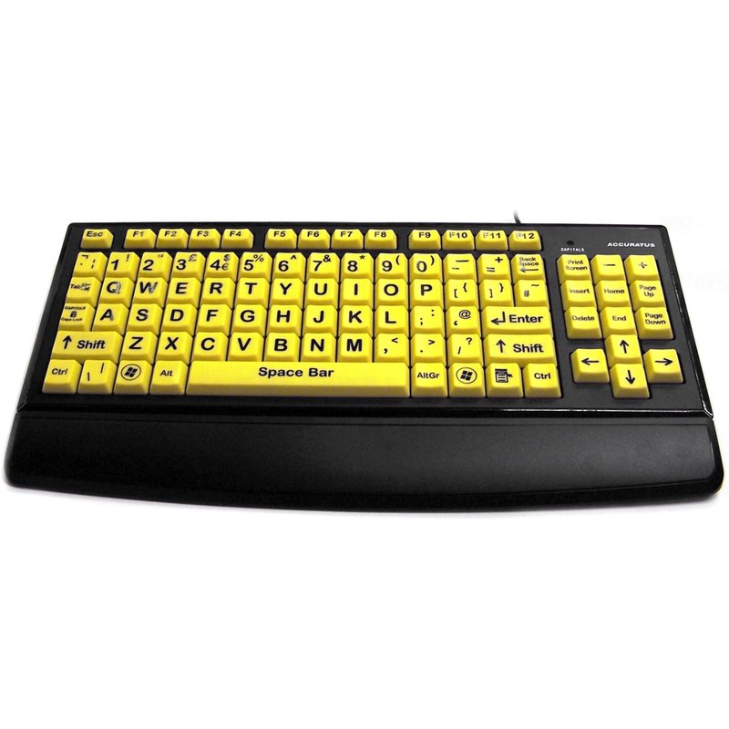 Accuratus USB upper case Hi-Vis Monster keyboard has a Black on Yellow