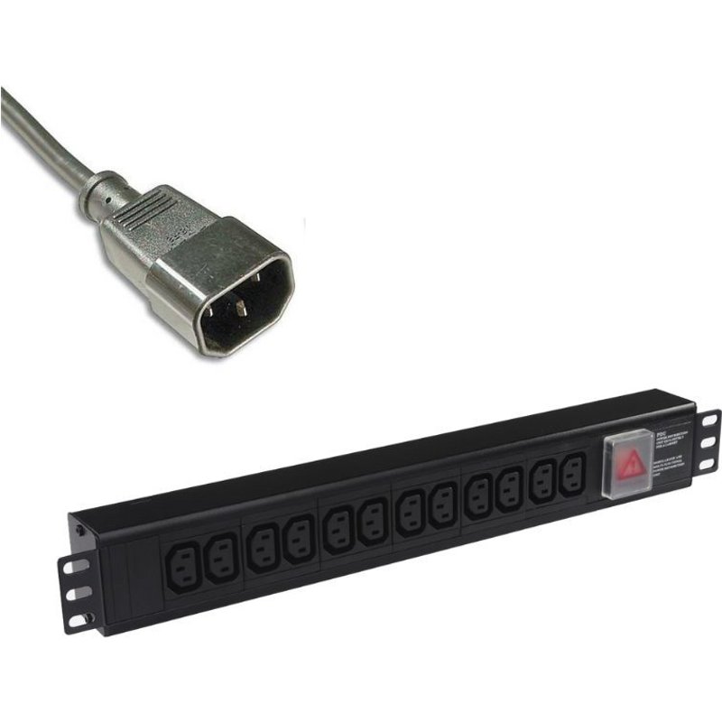POWERDATA 12 WAY 19 INCH RACK PDU IEC SKTS TO C14 PLG - HORIZONTAL
