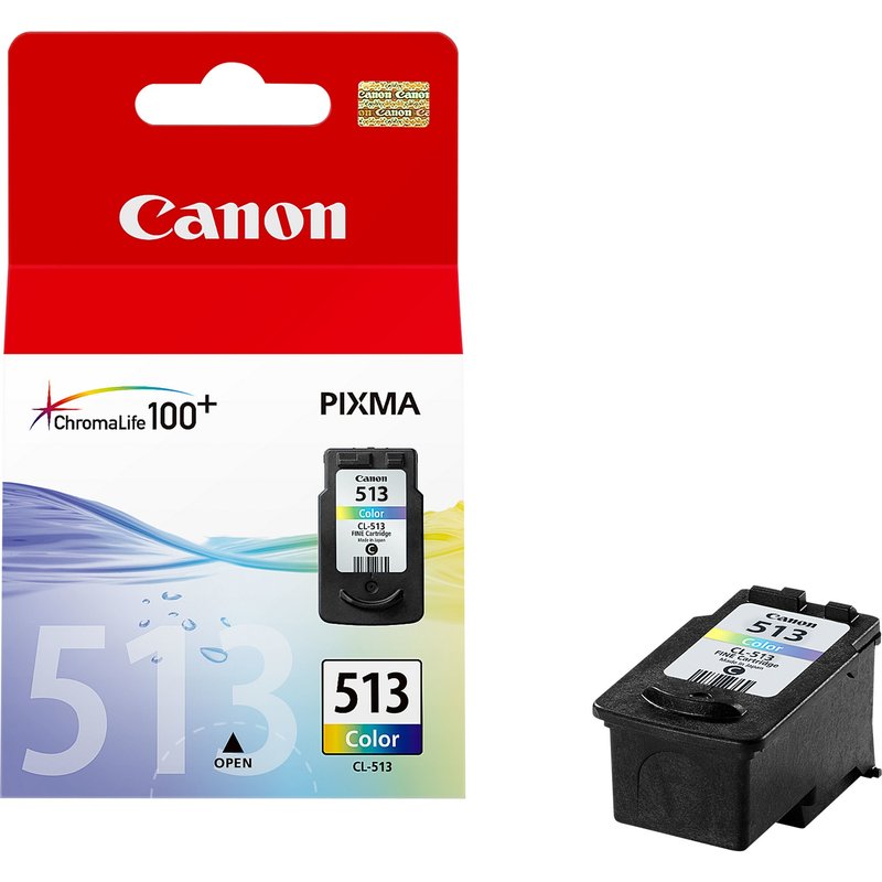 Canon CL-513 C/M/Y Colour Ink Cartridge. Colour ink type: Pigment-based ink Colour ink page yield: 349 pages Printing colours: Cyan Magenta Yellow Quantity per pack: 1 pc(s)