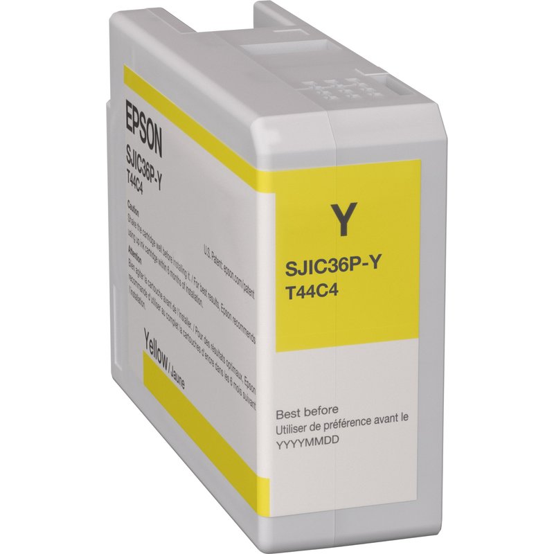 Epson SJIC36P(Y): Ink cartridge for ColorWorks C6500/C6000 (Yellow). Colour ink volume: 80 ml Printing colours: Yellow Quantity per pack: 1 pc(s)