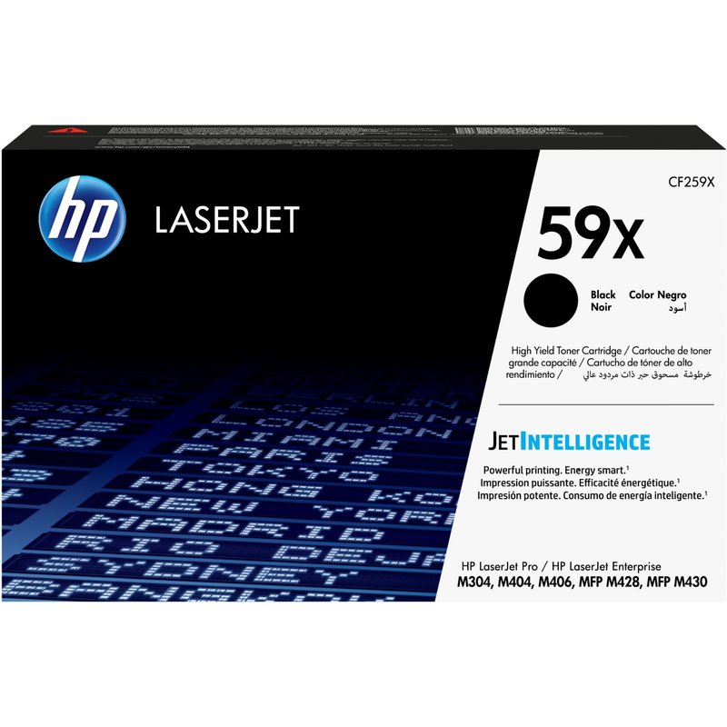 HP 59X High Yield Black Original LaserJet Toner Cartridge. Black toner page yield: 10000 pages Printing colours: Black Quantity per pack: 1 pc(s)