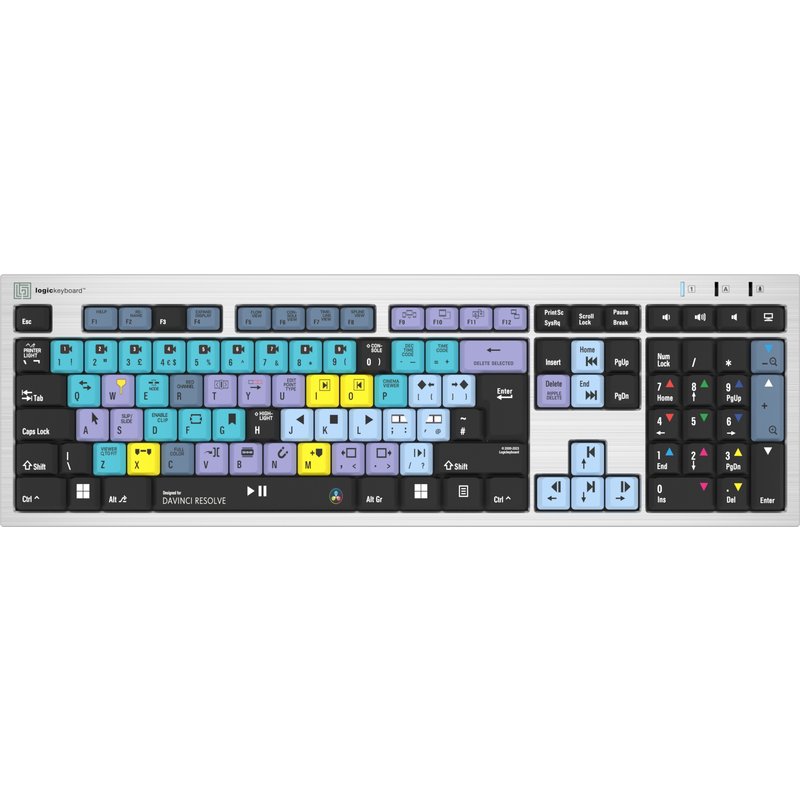 Logickeyboard LKB-RESC-AJPU-UK. Keyboard form factor: Full-size (100%) Connectivity technology: Wired Device interface: USB Keyboard layout: QWERTY Keyboard number of keys: 108 Recommended usage: Office. Product colour: Silver