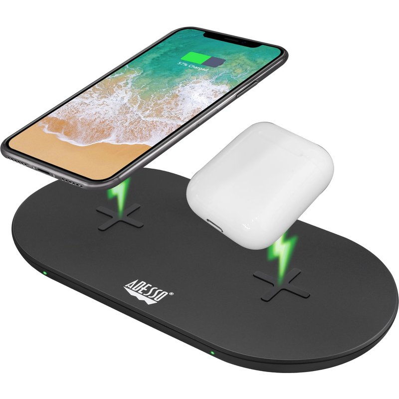 Adesso AUH-1040 mobile device charger Headset, Smartphone, Smartwatch Black USB Wireless charging Fast charging Indoor