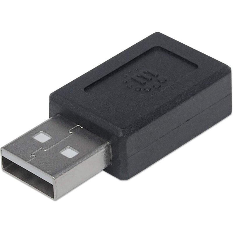 Manhattan USB-C to USB-A Adapter, Female to Male, 480 Mbps (USB 2.0), Hi-Speed USB, Black, Lifetime Warranty