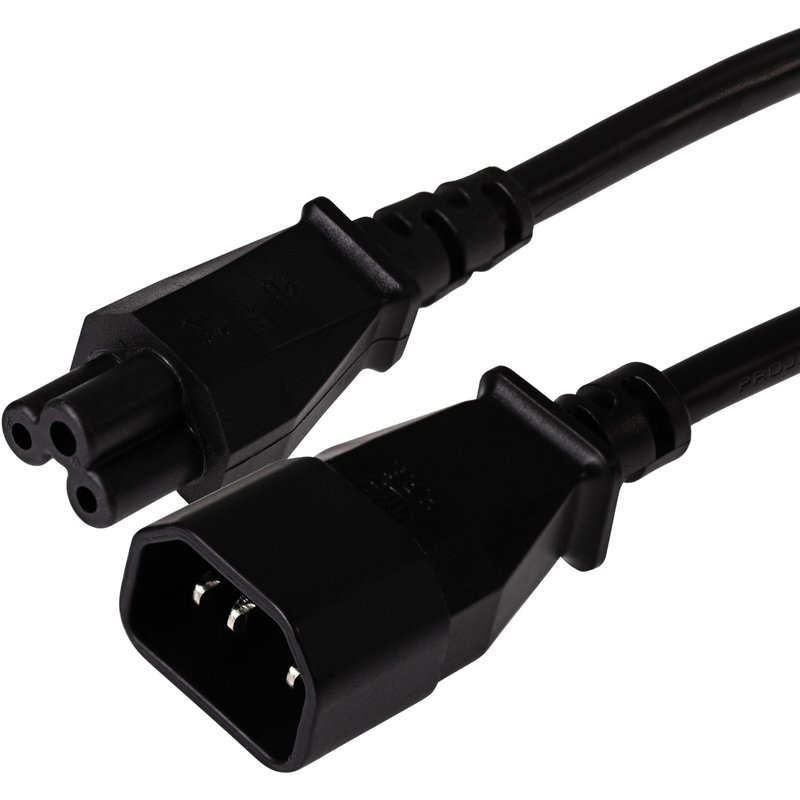 Maplin Power Lead IEC C5 Clover Leaf Plug Female to IEC C14 Male - Bla