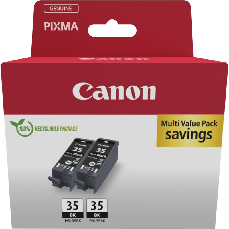 Canon 1509B029/PGI-35BK Ink cartridge black twin pack. 2x191 pages 9.3