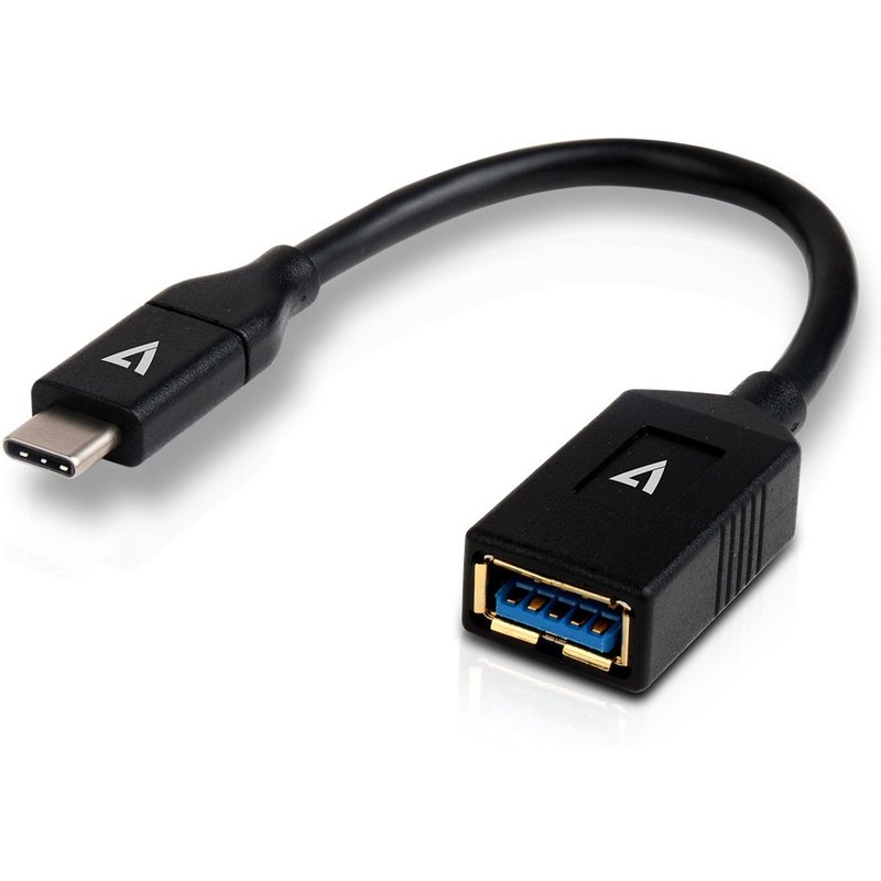 V7 Black USB Cable USB 3.0 A Female to USB-C Male 0.3m 1ft