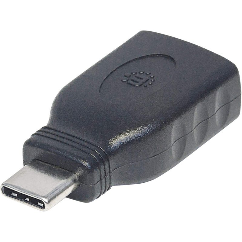 Manhattan USB-C to USB-A Adapter, Male to Female, 5 Gbps (USB 3.2 Gen1 aka USB 3.0), SuperSpeed USB, Black, Lifetime Warranty, Equivalent to USB31CAADG