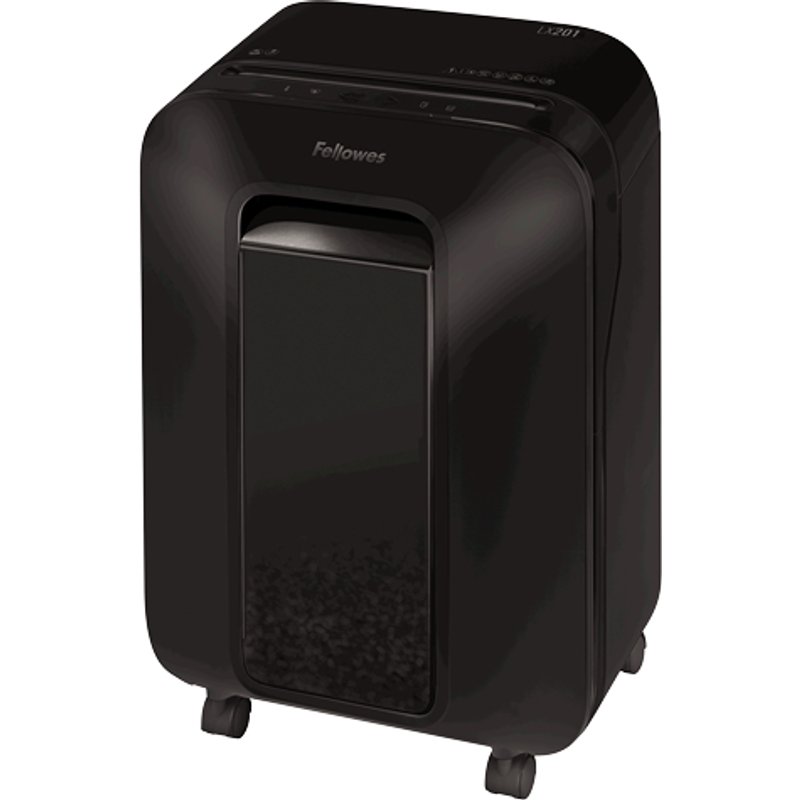 Fellowes LX Series LX201. Shredding type: Micro-cut shredding Working width: 23 cm Shredding size: 2 x 12 mm. Width: 254 mm Depth: 355.6 mm Height: 527.1 mm