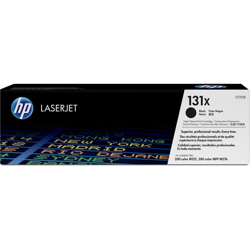 HP 131X High Yield Black Original LaserJet Toner Cartridge. Black toner page yield: 2400 pages Printing colours: Black Quantity per pack: 1 pc(s)