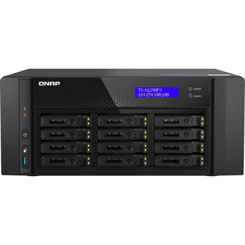 QNAP QAI-h1290FX NAS Tower EPYC 7302P 128 GB DDR4 0 TB QuTS hero Black