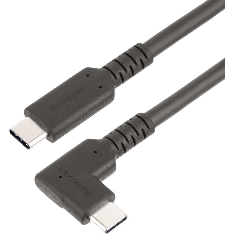 StarTech.com 3ft (1m) USB-C Cable, Right-Angled, USB 10Gbps, 100W (5A) Power Delivery, 8K 60Hz / 4K 144Hz DP Alt Mode, Rugged USB C Cord - Thunderbolt Compatible