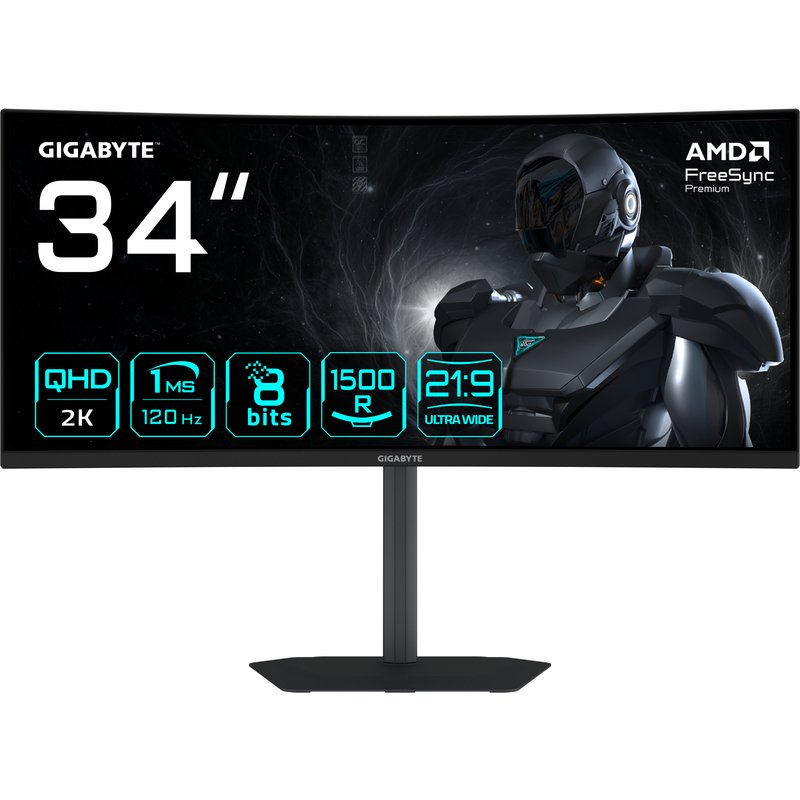 GIGABYTE GS34WQCA 34" WQHD Curved Gaming Monitor - 3440 x 1440. 1