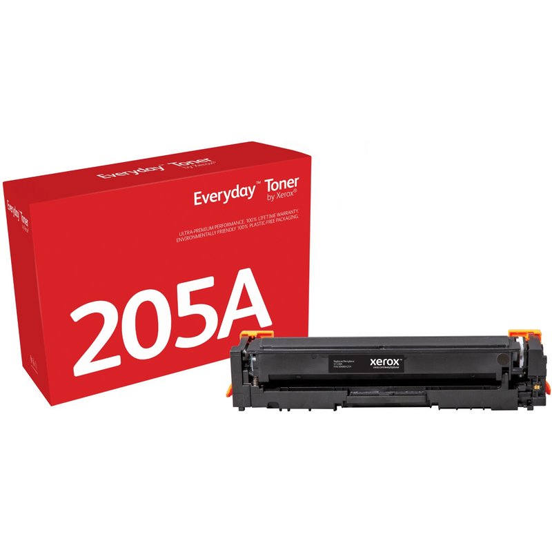 Everyday Black Toner by compatible with HP 205A (CF530A) Standard capacity. Black toner page yield: 1100 pages Printing colours: Black Quantity per pack: 1 pc(s)