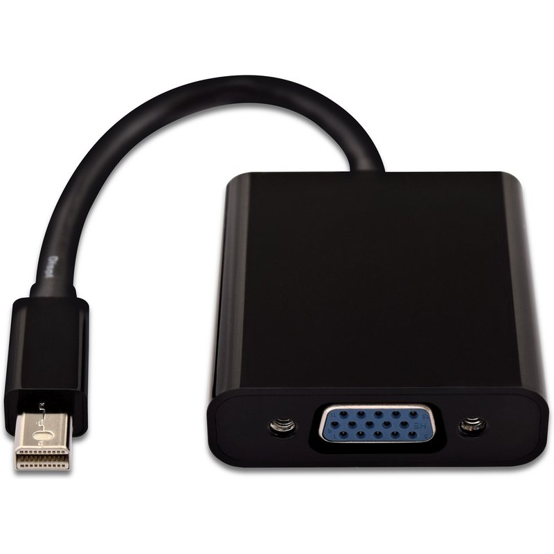V7 Black Video Adapter Mini DisplayPort Male to VGA Female. Maximum resolution: 1920 x 1200 pixels. Product colour: Black. Weight: 20 g