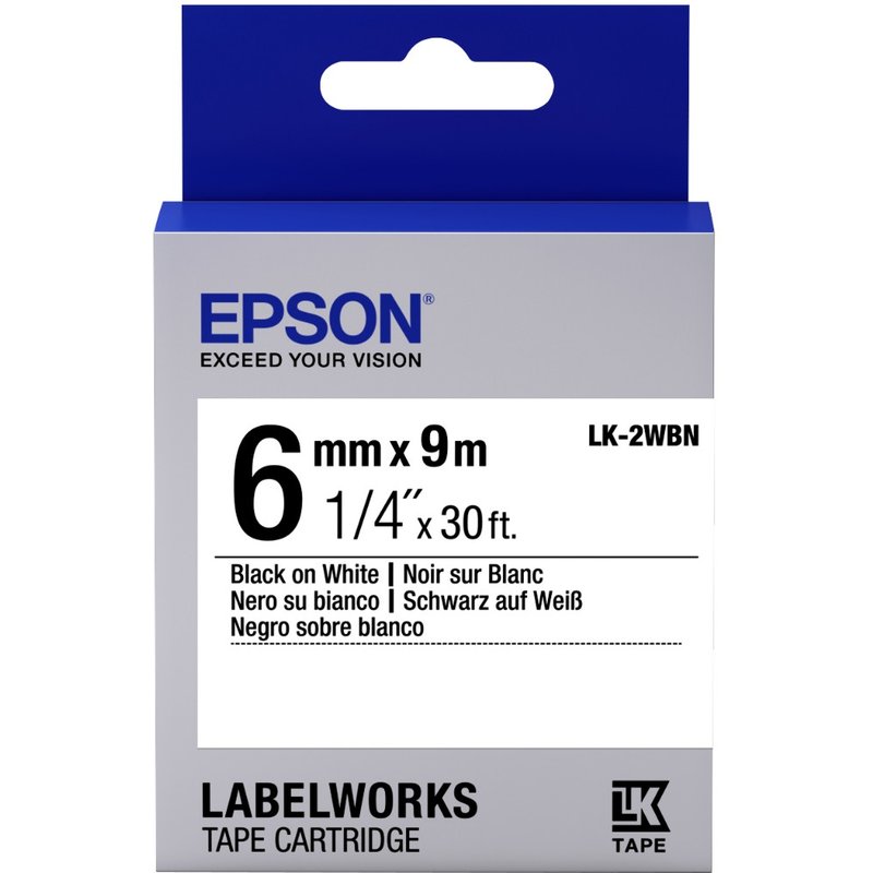 Epson C53S652003/LK-2WBN Ribbon black on white 6mm x 9m for Epson Labe
