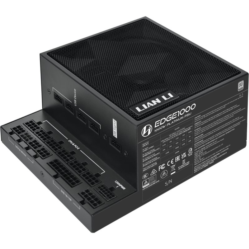 LIAN LI Edge series EG1000 Black, 1000W ATX12V v3.1, 80 PLUS PLATINUM Certified, Full Modular Power Supply