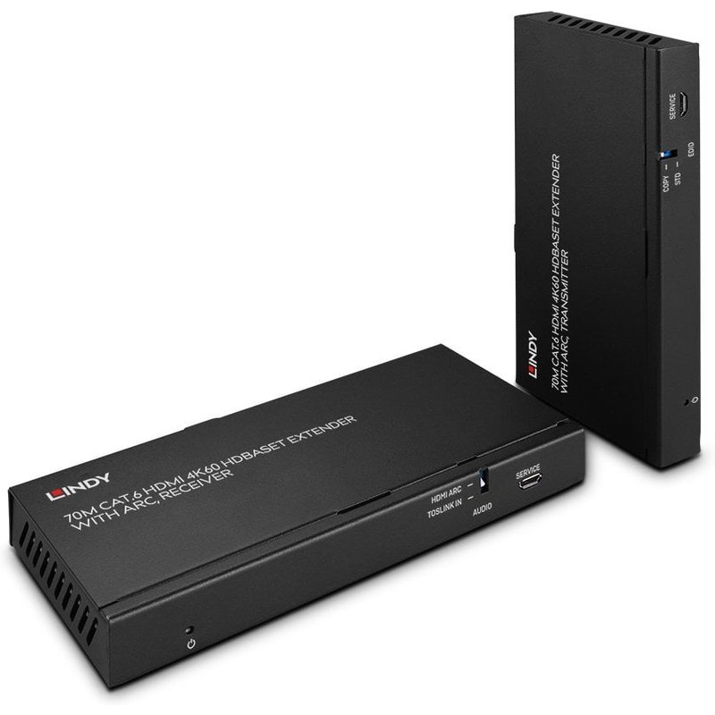 Lindy 70m Cat.6 HDMI 4K60 Audio IR and RS-232 HDBaseT Extender with ARC