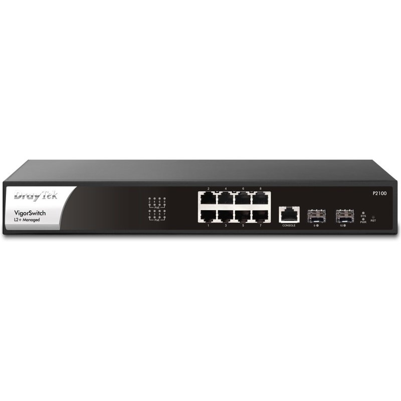 DrayTek P2100 Managed L2+/L3 Gigabit Ethernet (10/100/1000) Power over Ethernet (PoE) 1U Black, Silver