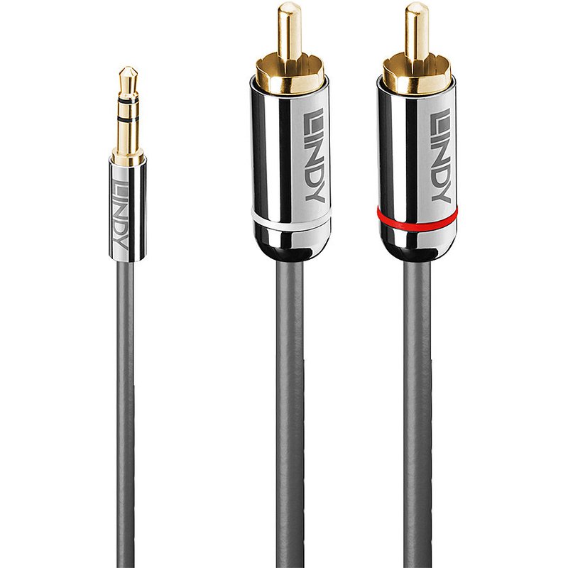 Lindy 3m 3.5mm to Phono Audio Cable Cromo Line 3.5mm Male 2 x RCA Male 3 m Anthracite
