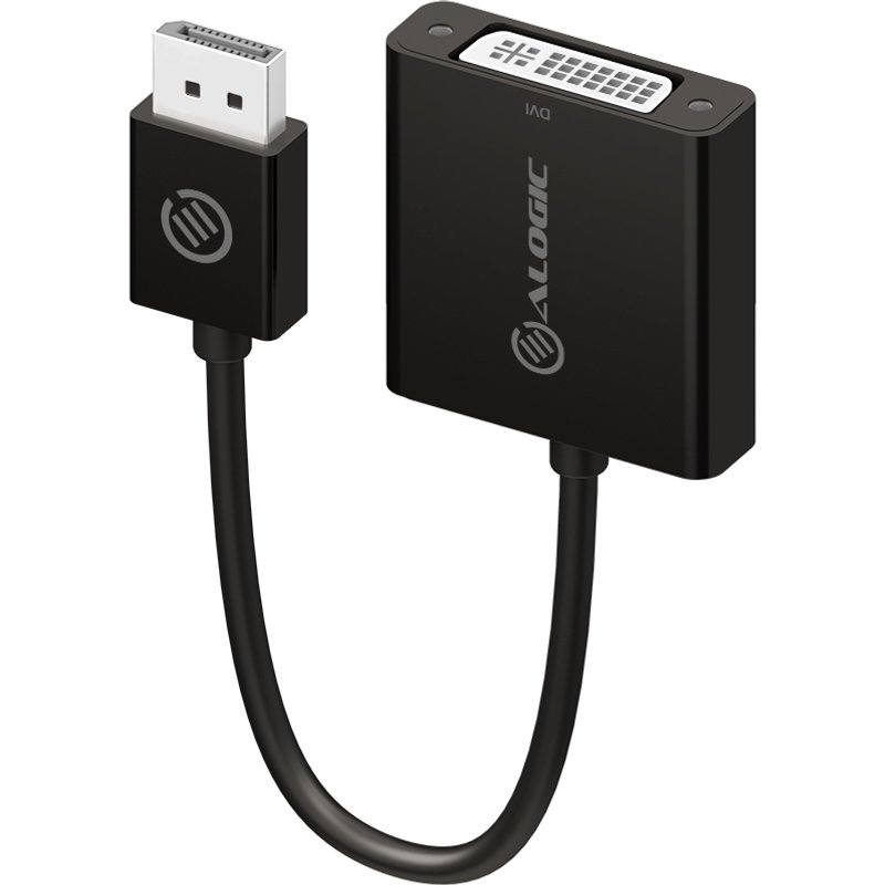 ALOGIC Elements 20cm DisplayPort to DVI Adapter - Male to Female - Black. Cable length: 0.2 m Connector 1: DisplayPort Connector 2: DVI-D