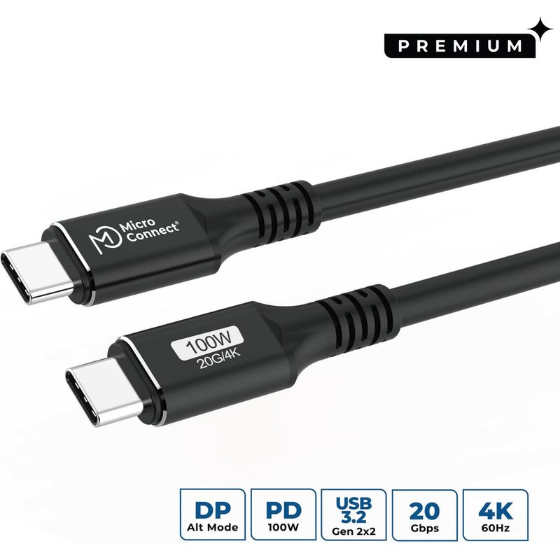 Microconnect USB3.2CC01.5 USB cable USB 3.2 Gen 2x2 1.5 m USB C Black