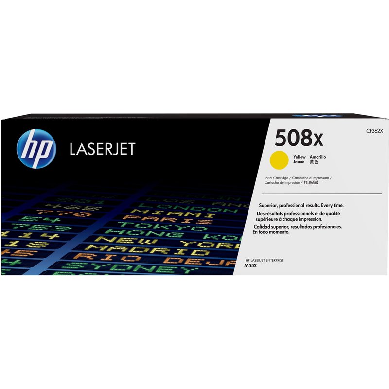 HP 508X High Yield Yellow Original LaserJet Toner Cartridge. Colour toner page yield: 9500 pages Printing colours: Yellow Quantity per pack: 1 pc(s)