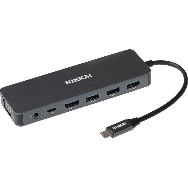 Nikkai USB-C Multiport Hub to 2x USB-C / 4x USB-A / 2x HDMI / Gigabit